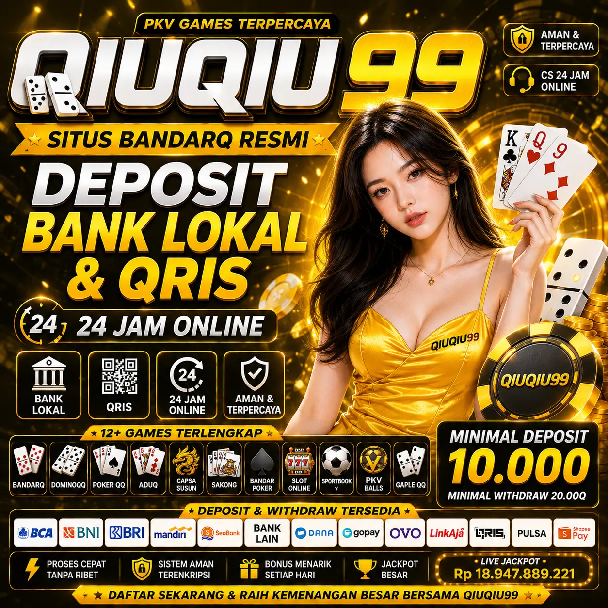 QIUQIU99 - Situs BandarQ Resmi Deposit Bank Lokal & QRIS 24 Jam Online